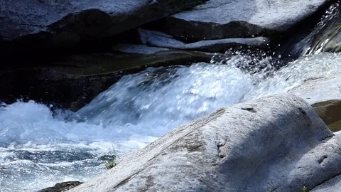 Water slow-motion shot of a stream forming waves and swirls Video stock 114178249