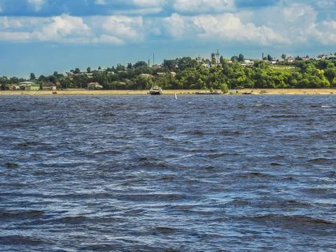 Water smooth surface at the Volga river Stock Photos