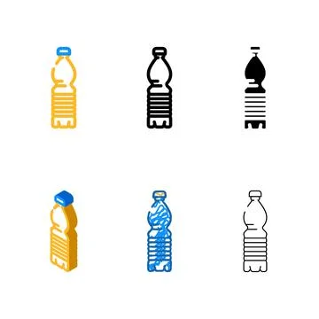 Water soda plastic multistyle bottle color icon vector Stock Illustration