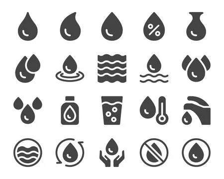 Water solid icon set Illustrazione stock