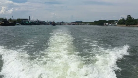 Water from the speedboat. Stock Footage 89572638