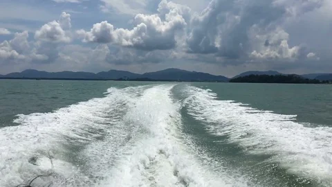 Water from the speedboat. Stock Footage 89573078
