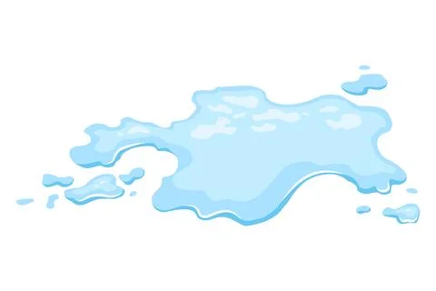 Water spill puddle. Blue liquid shape in flat cartoon style. Clean fluid drop Stock Illustration