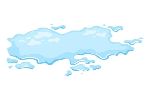Water spill puddle. Blue liquid shape in flat cartoon style. Clean fluid drop Illustrazione stock