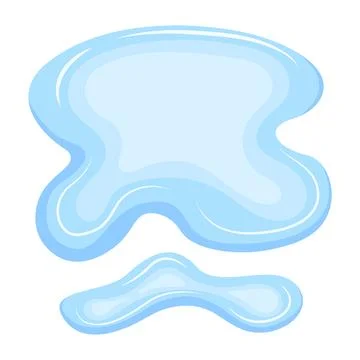 Water spill puddle. Blue liquid shape in flat cartoon style. Clean fluid drop Stock Illustration