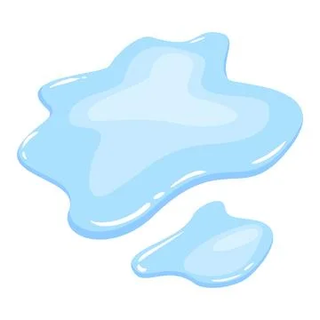 Water spill puddle. Blue liquid shape in flat cartoon style. Clean fluid drop 库存插图