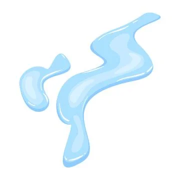 Water spill puddle. Blue liquid shape in flat cartoon style. Clean fluid drop Stock Illustration