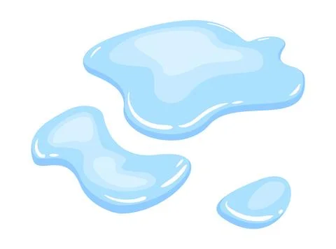 Water spill puddle. Blue liquid shape in flat cartoon style. Clean fluid drop Stock Illustration
