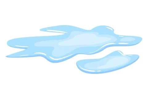 Water spill puddle. Blue liquid shape in flat cartoon style. Clean fluid drop Stock Illustration