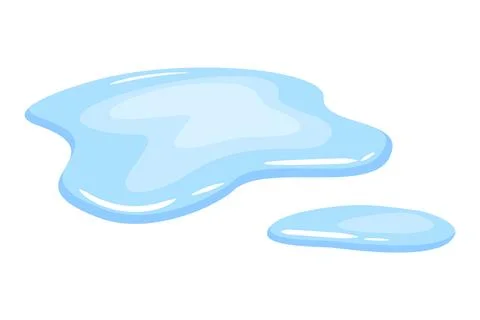 Water spill puddle. Blue liquid shape in flat cartoon style. Clean fluid drop 스톡 일러스트
