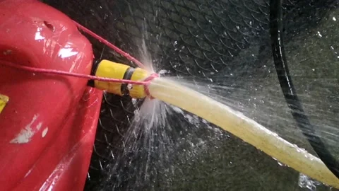 Water is spilled on the connection section (slow motion) Stock Footage 144758167