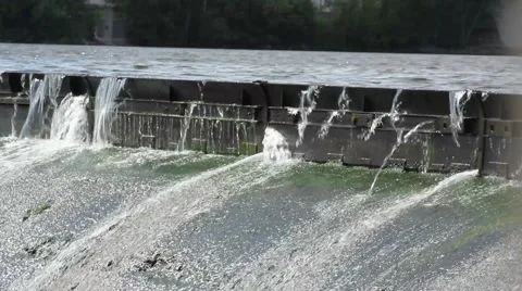 Water Spilling over Dam Stock Footage 52794549