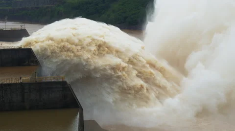 Water Spillway at Itaipu Dam, on the Border of Brazil and Paraguay Stock Footage