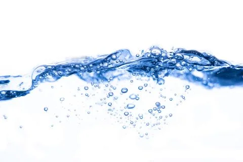Water splash and air bubbles on white background Stock Photos