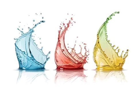 Water splash and flowing wave with realistic clear droplets isolated on a tra Stock Illustration
