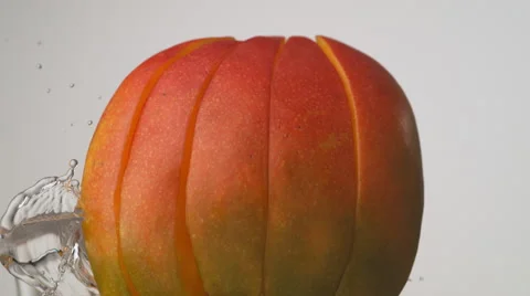 Water splash and mango. Slow Motion. Stock Footage 55884169