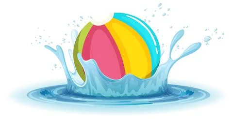 A water splash with ball on white background Ilustración de archivo