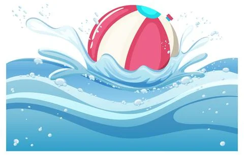 A water splash with ball on white background Ilustración de archivo