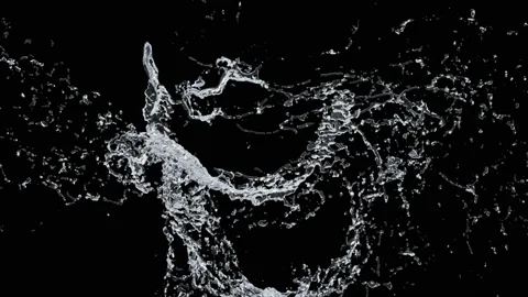 Water Splash on black background. 3d illustration. 스톡 동영상 142629069