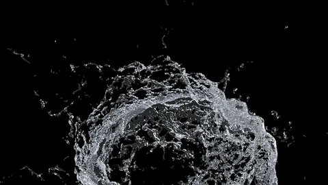 Water Splash on black background with alpha mask. 3d illustration. Stock Footage 126118584