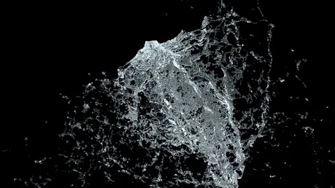 Water Splash on black background with alpha mask. 3d illustration. Stock Footage 126119387