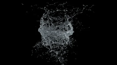 Water Splash on black background with alpha mask. 3d illustration. Stock Footage 126164570