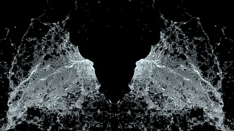 Water Splash on black background with alpha mask. 3d illustration. Stock Footage 127930930