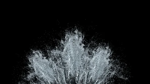Water Splash on black background with alpha mask. 3d illustration. Stock Footage 127932187