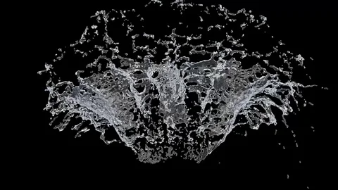 Water Splash on black background with alpha mask. 3d illustration. 스톡 동영상 128968651