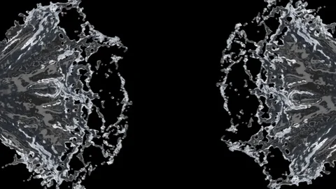 Water Splash on black background with alpha mask. 3d illustration. Stock Footage 128968662