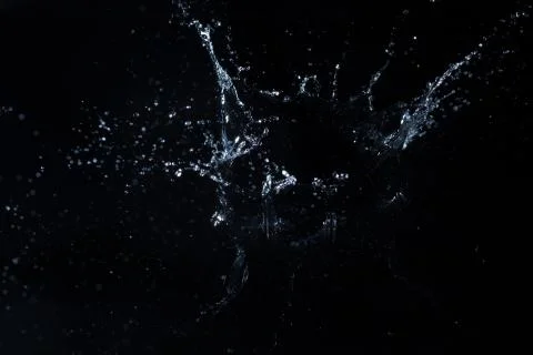 Water splash black background backdrop fresh feeling Stock Photos