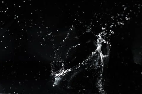 Water splash black background backdrop fresh feeling Stock Photos