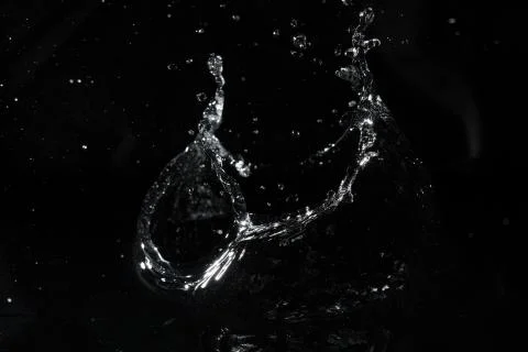 Water splash black background backdrop fresh Stock Photos