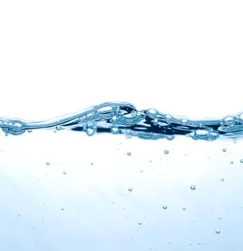 Water splash with bubbles  on the white background. Stock Photos