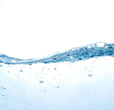 Water splash with bubbles  on the white background. Stock Photos