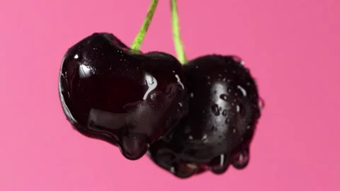 Water Splash on Cherry Stock Footage 318409989