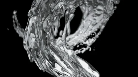 Water splash circle liquid looping on black background with reflections and Stock Footage 112092609