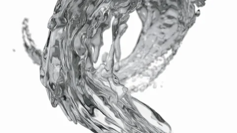 Water splash circle liquid looping on white background with reflections and Stock Footage 112093507