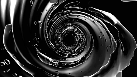 Water splash circle liquid looping on black background with reflections Stock Footage 116879966