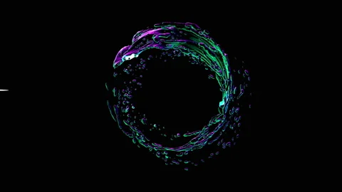 Water splash circle liquid looping on black with reflections Spinning flow Stock Footage 116880134