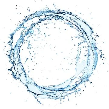 Water Splash In Circle - Round Shape On White Stock Photos