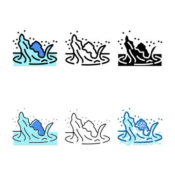 Water splash color icon vector clean Stock Illustration
