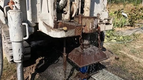Water Splash from Drilling Borehole Stock Footage 317249174