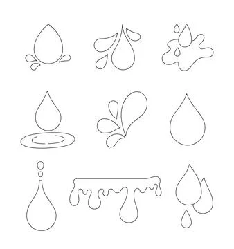 Water splash drop. Coloring Page. Stock Illustration