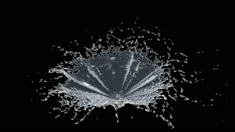 Water Splash with droplets 3d rendering includes alpha matte. 3d illustration. 스톡 동영상 148337310