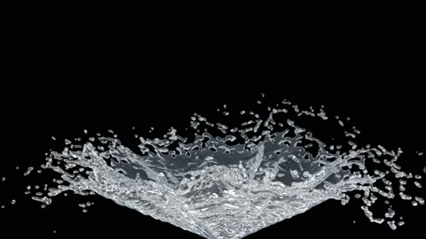 Water Splash with droplets 3d rendering includes alpha matte. 3d illustration. 스톡 동영상 148337314