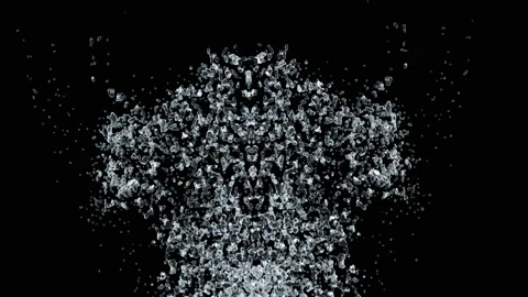Water Splash with droplets on black background. 3d illustration. Stock Footage 147251884