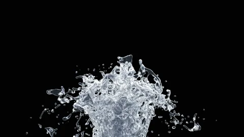 Water Splash with droplets on black background. 3d illustration. Stock Footage 147709566