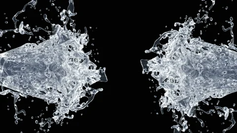 Water Splash with droplets on black background. 3d illustration. Stock Footage 147844001