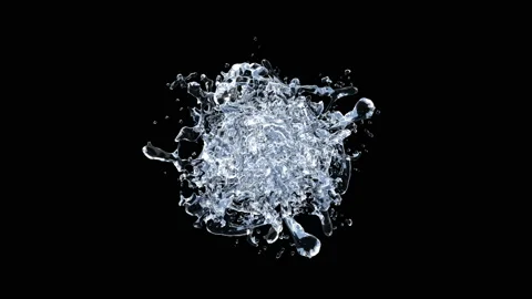 Water Splash with droplets on black background. 3d illustration. Stock Footage 208440716